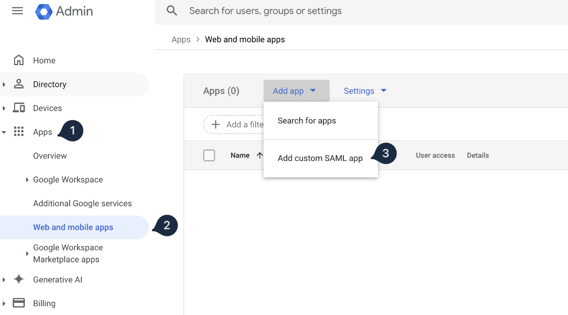 Custom SAML app